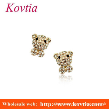 fashion jewelry sweet cute full crystal dog stud earring for girls